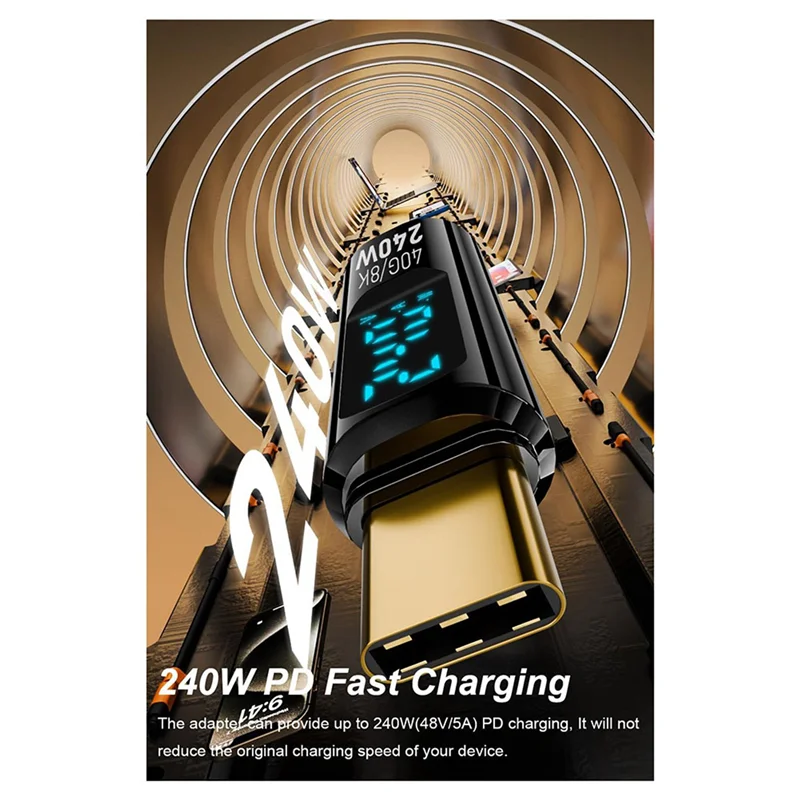 

BTLIFE-4 Pack Type C Adapter With Digital Display, PD 240W USB-C Male To Female Connector Support Voltage, Current LED Display