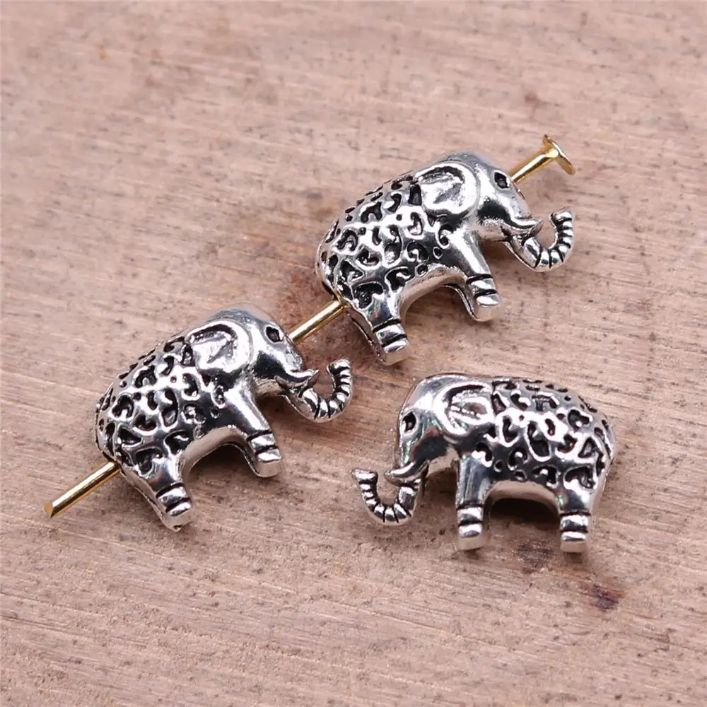 WYSIWYG 20pcs 13x8mm Elephant Beads For Jewelry Making DIY Bracelet Making Antique Silver Color