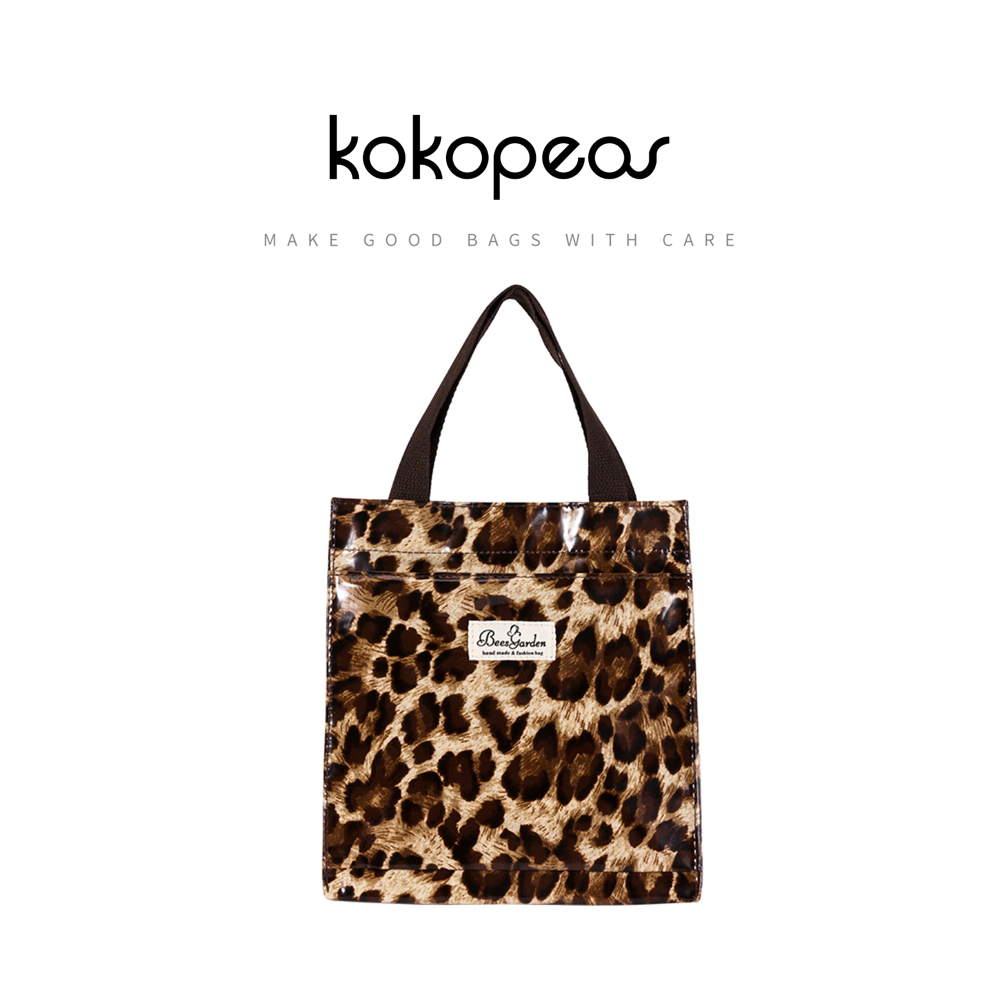 

KOKOPEAS Brand Pvc Tote Handbag for Women Flower Print Bohemian Style Shoulder Purse Eco friendly PVC Shopping Bag