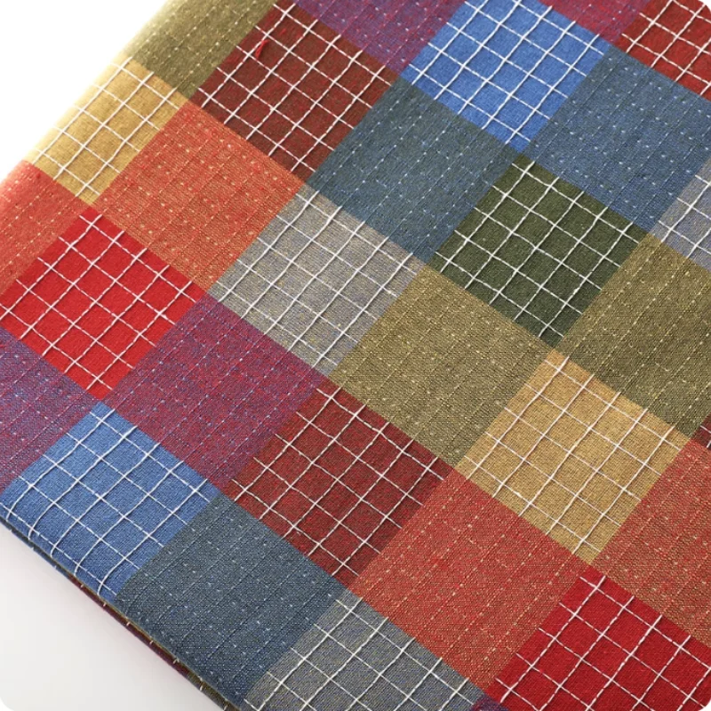 

Handmade diy clothing fabric for shirts, dresses, aprons and trousers retro colored checkered polyester cotton fabric