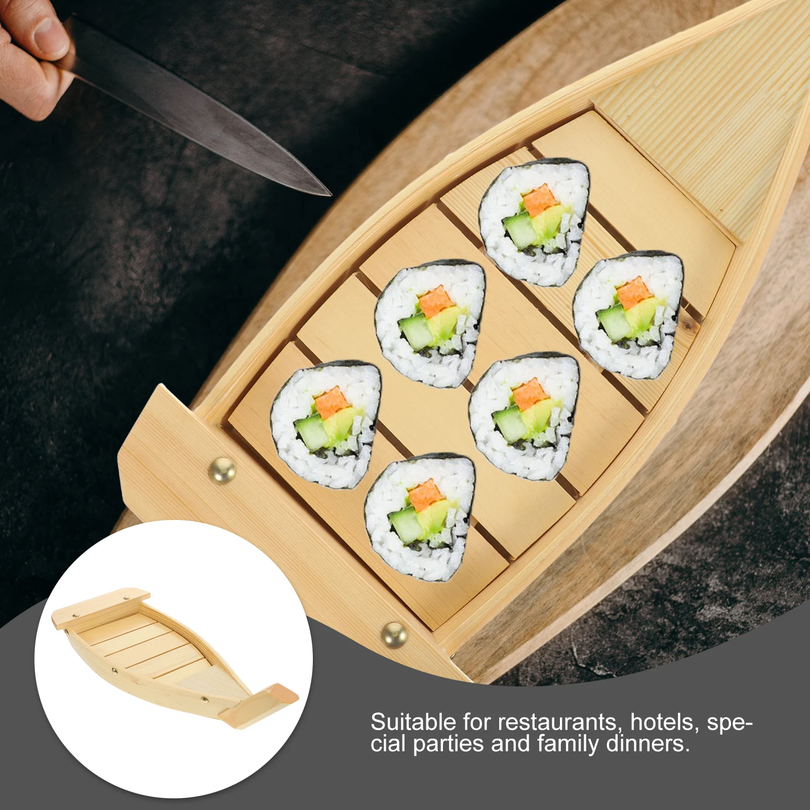 

Sushi Boat Serving Dish Wooden Japanese Style Snack Tray For Home Restaurant Party Kitchen Bar Use L Size
