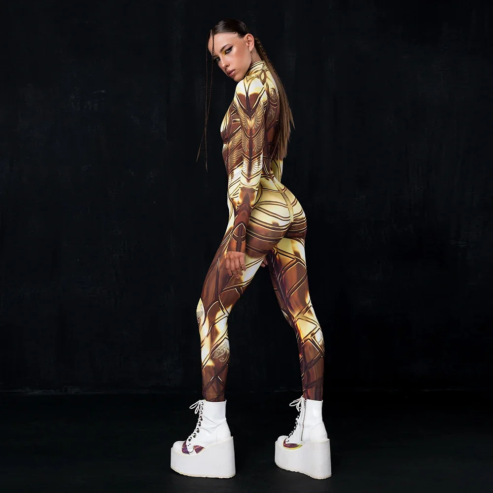 Kobiety Cosplay kostium Steampunk Zentai garnitur z długim rękawem impreza z okazji Halloween pajacyki wąski kombinezon Catsuit