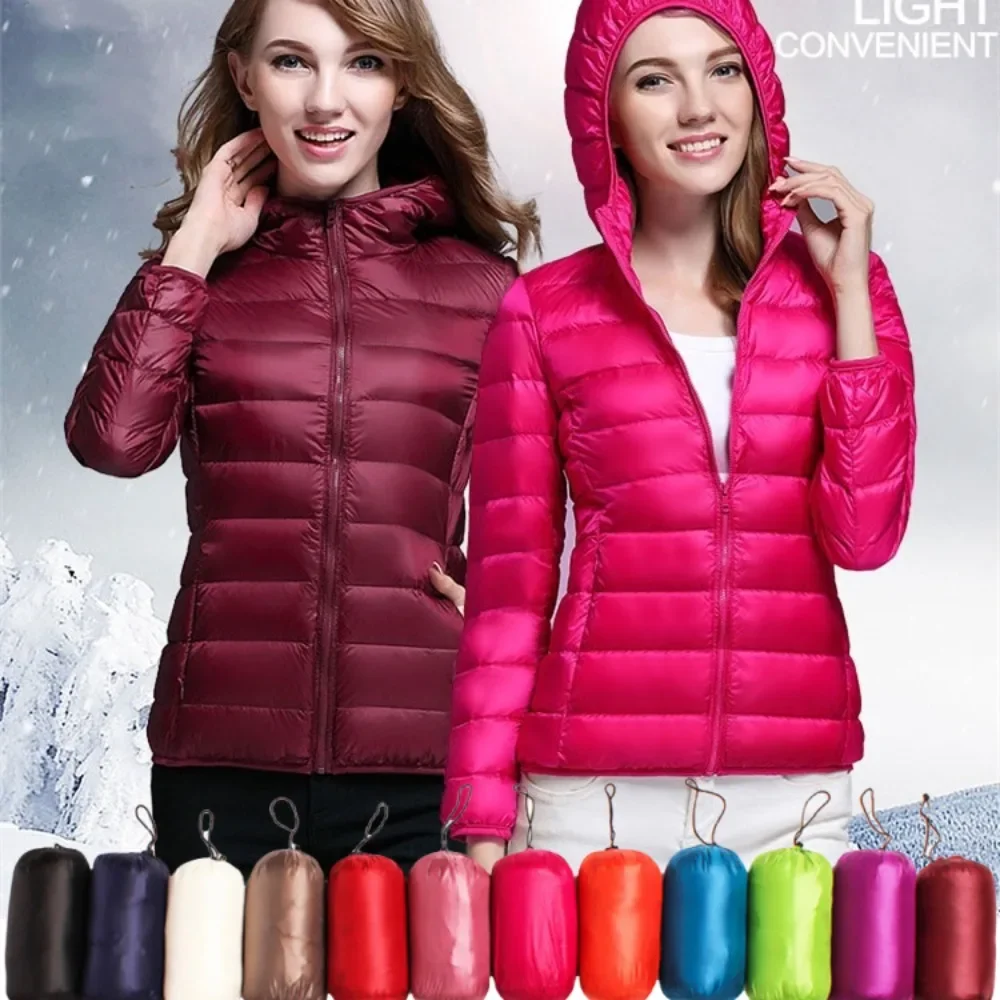 

Winter New Ultra Light Down Jacket for Women Outdoor White Duck Down Hooded Pike Down Jacket for Women Lightweight Short Jacket