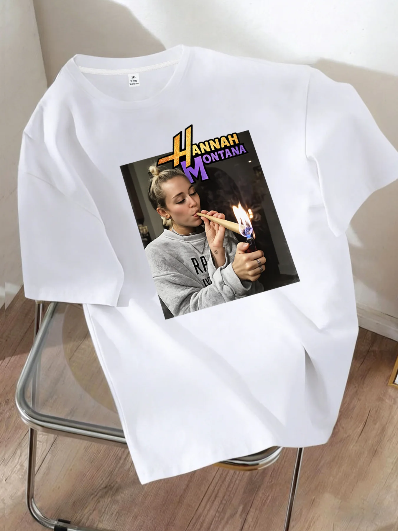 

[YJ01200]Trendy graphic print plus size women's crew neck T-shirt summer casual short sleeve top fashionable versatile