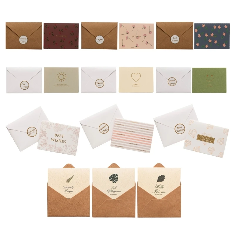 10 Pcs Thank You Card Set Brown Paper Envelopes Blanks Cards for Teacher Friend