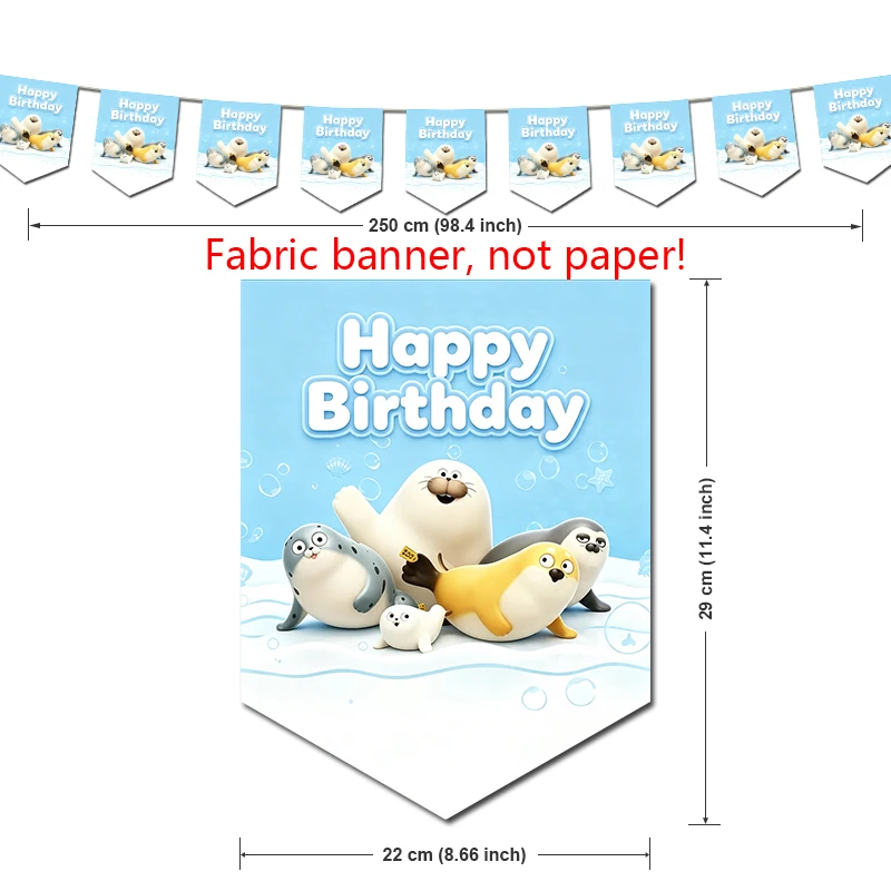 Angry Blob Seal Birthday Party Decorations Animal Theme Supplys Backdrop Banners Cups Plates Sealooked for Baby view 2