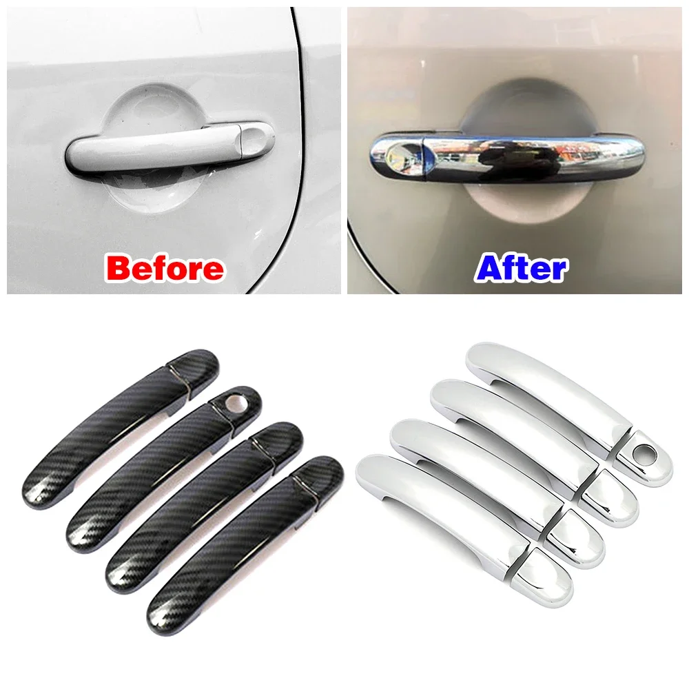 For Volkswagen VW Touran Caddy 2K 2004-2015 Carbon Fiber Color Decoration Refit Chrome Door Handle Cover Trim Protection Sticker