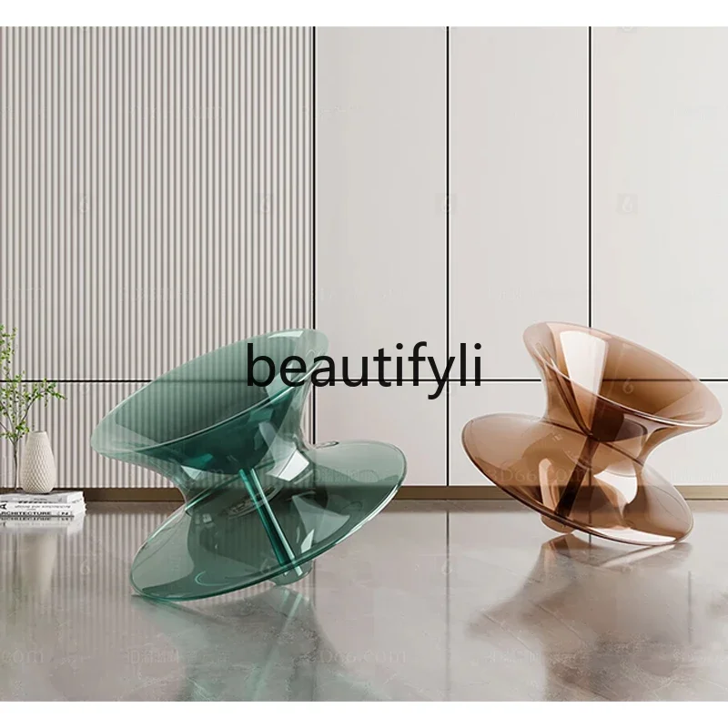 Asmt52Designer Creative Transparent Resin Gyro Chair Irregular Shape Living Room Model Home High-end Custom Tumbler Rotating Cha
