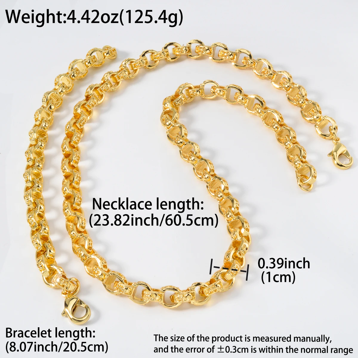 Dubai 18k Gold Plated Jewelry Set Copper Necklace Bracelet 2Pcs Set Woven Hollow Ring Clasp Hip-hop Accessories Daily Wear Gifts