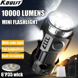 USB Rechargeable Mini Flashlight  4/6/8*P35 LED Super Bright Torch Built-in Battery with Tail Magnet Outdoor Emergency Camping