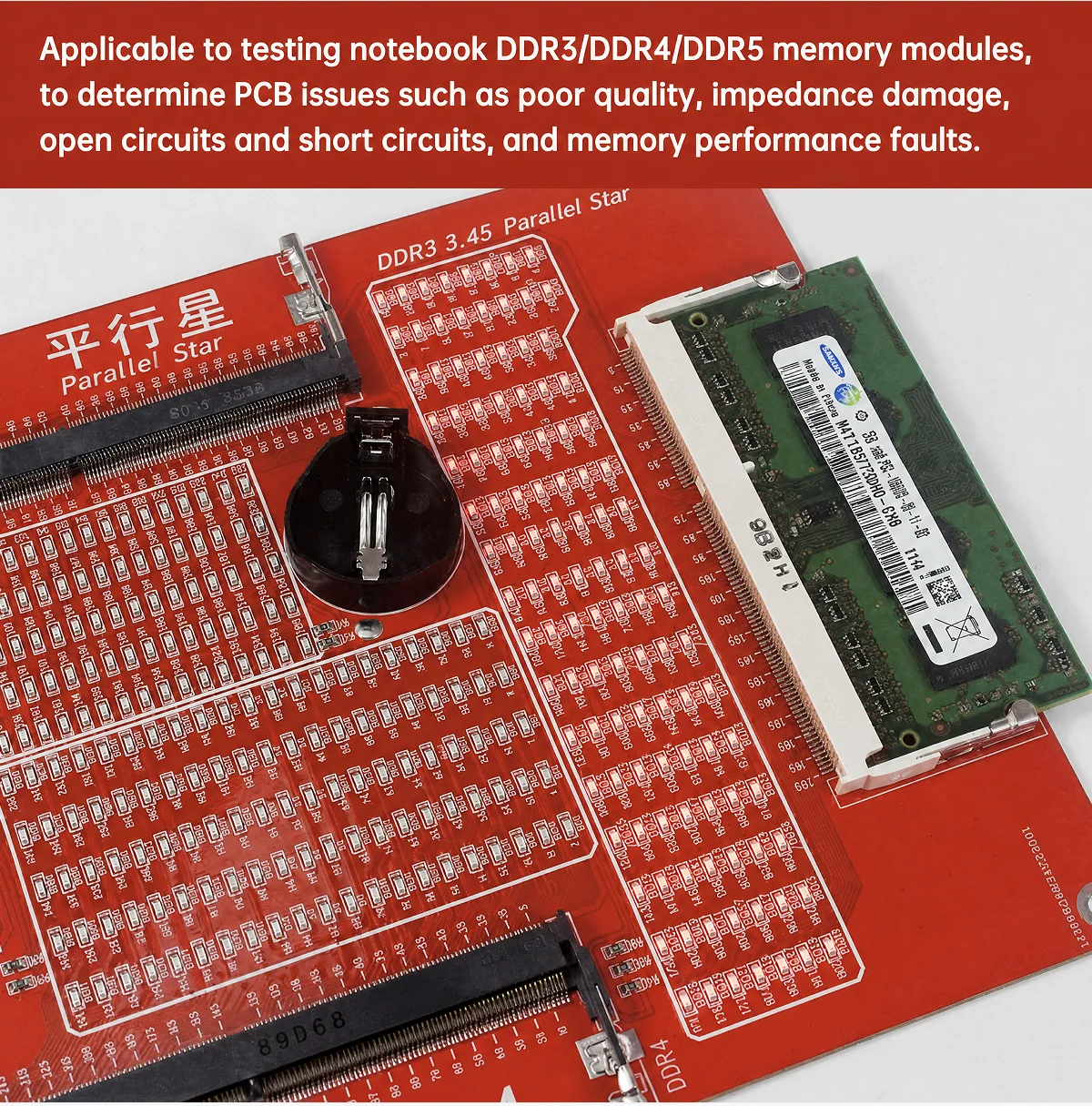 Notebook Memory Tester Support DDR3 DDR4 DDR5 Laptop RAM Module Fault Detector Test PCB Defects Impedance Damage Open Circuit Sh