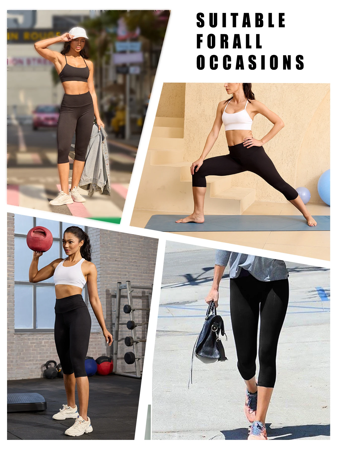 Women's High Waisted Capri Pants Super Soft No See Through Workout Yoga Running Athletic push up gym fitness Leggings image 6