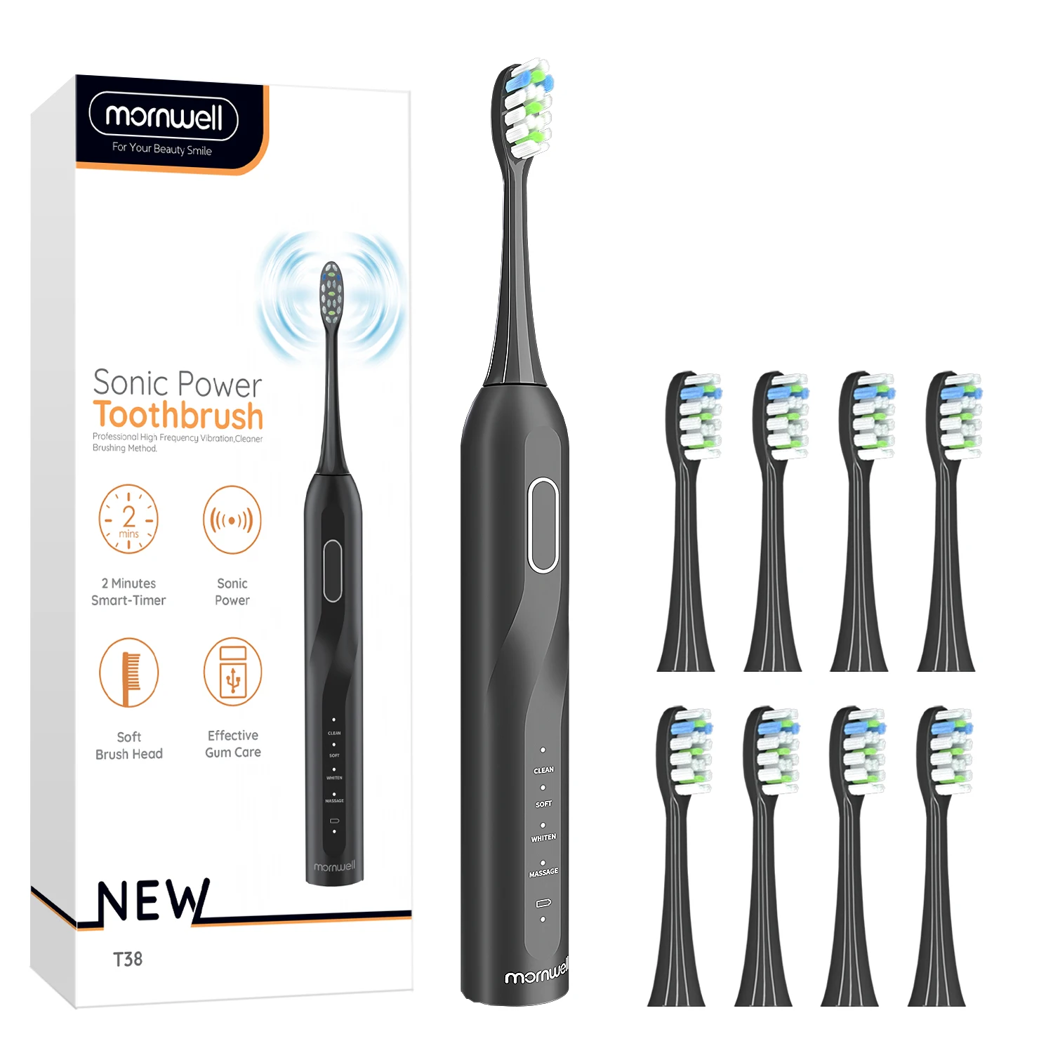 Sonic Electric Toothbrushes for Adults and Kids 8 Brush Heads, 40000 VPM Deep Clean 4 Modes, Fast Charge 4 Hours Last 30 Days