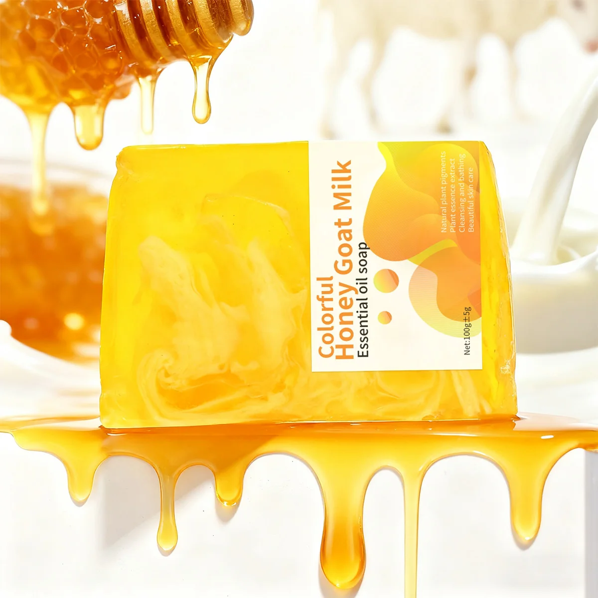 

Красочное увлажняющее мыло с медовым козьим молоком, натуральная медовая эссенция, питает кожу, чистое натуральное отбеливающее чистящее мыло с козьим молоком