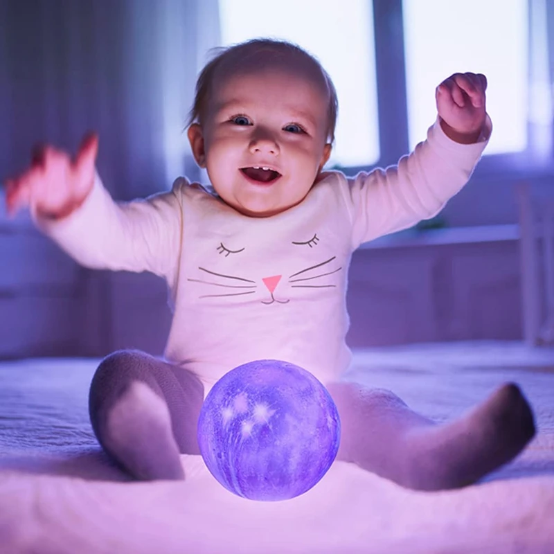 Lámpara de luna con soporte, luz de luna, Galaxia, regalos para Navidad, regalos de cumpleaños, 16 colores, decoración espacial, cosas geniales