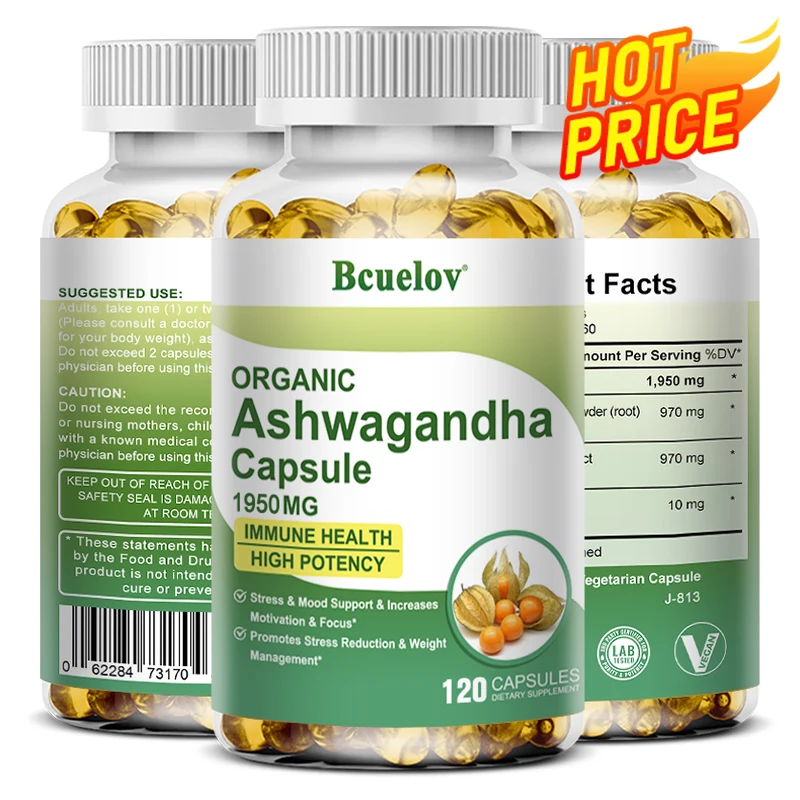

Ashwagandha Capsules – Stress Relief, Sleep Support, Positive Mood, Immune & Energy Support, with Black Pepper for Absorption
