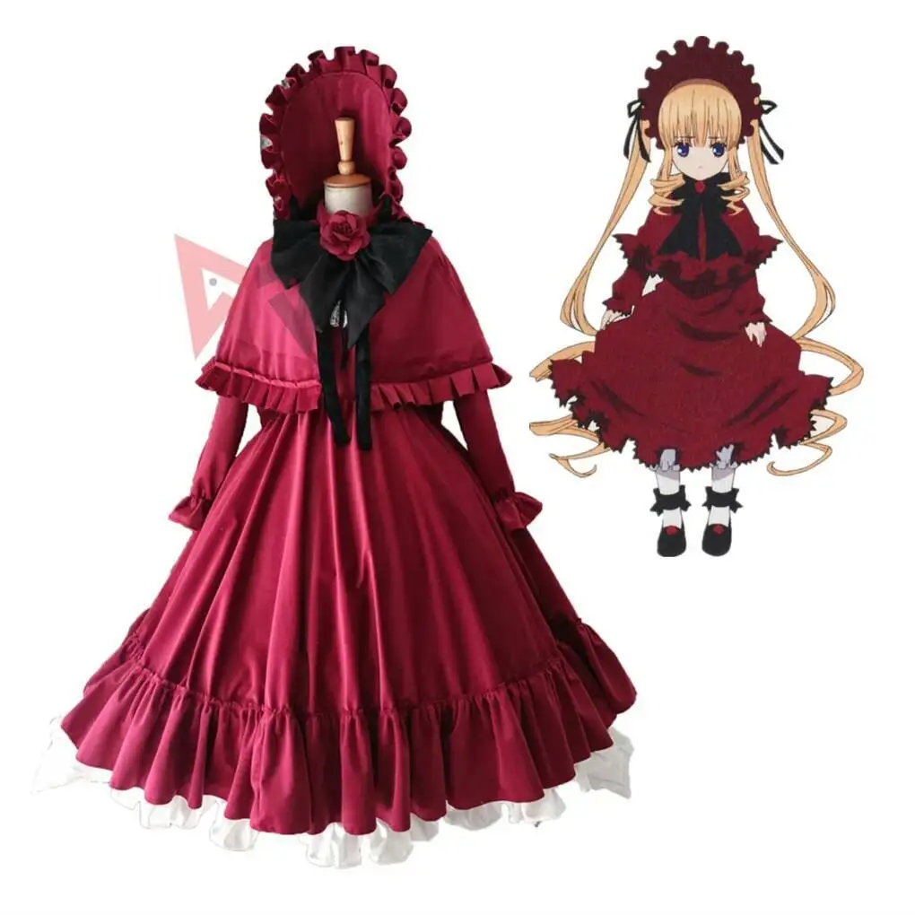 

New Anime Reiner Rubin Rozen Maiden Cosplay Costume Shin Ku Red Dress Hat For Girl Women Custom Made Size