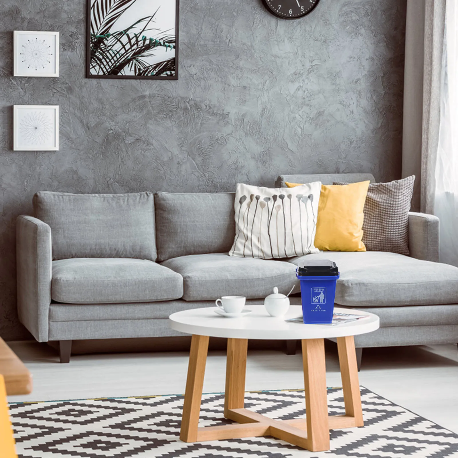 

2pcs Creative Pencil Holder Trash Can Shape Desktop Storage Box For Stationery Organizer Nestable Design Red Blue