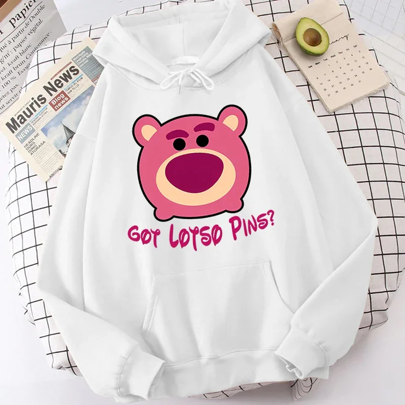 Lotso Bear Hoodie Strawberry Bear Print Toy Story Women's Autumn and Winter Sweater Loose Top girl clothing harajuku hoody