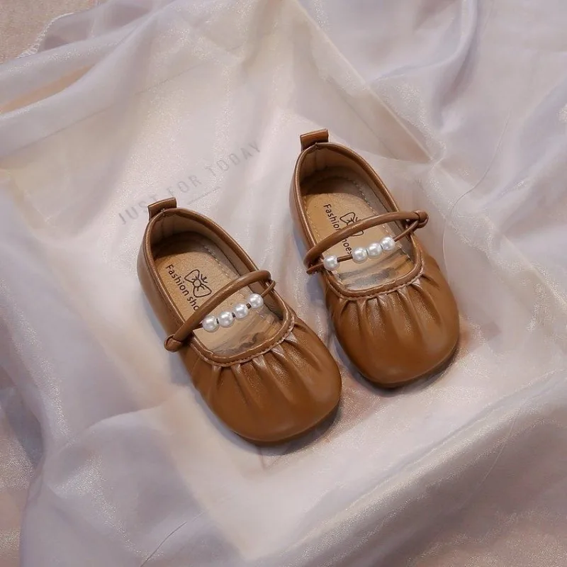 

2026, весенне-осенние новые кожаные туфли Мэри Джейн для девочек, модная повседневная обувь принцессы на плоской подошве для маленьких детей