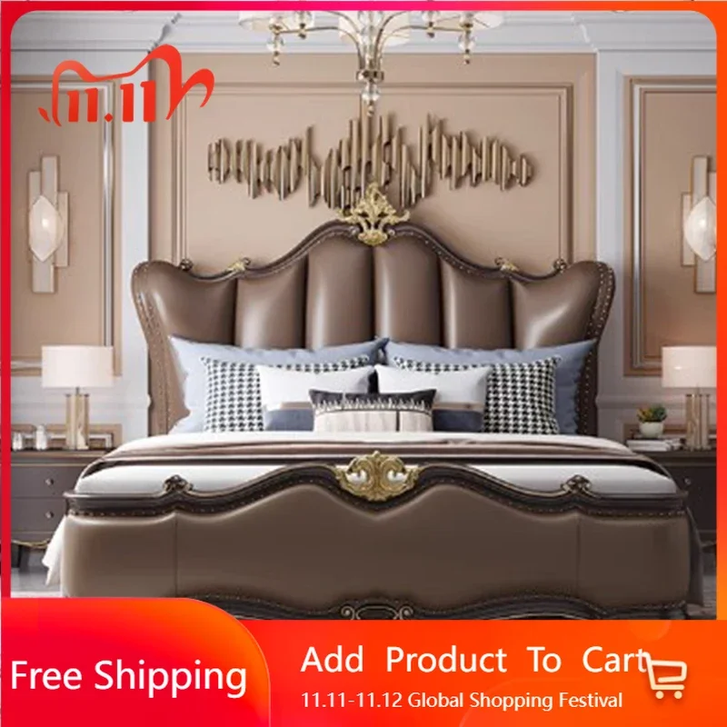 

Simple Luxury Headboard Double Bed Wood White Modern Designer Queen Beds Bedroom Display Japanese Muebles Postmodern Furniture