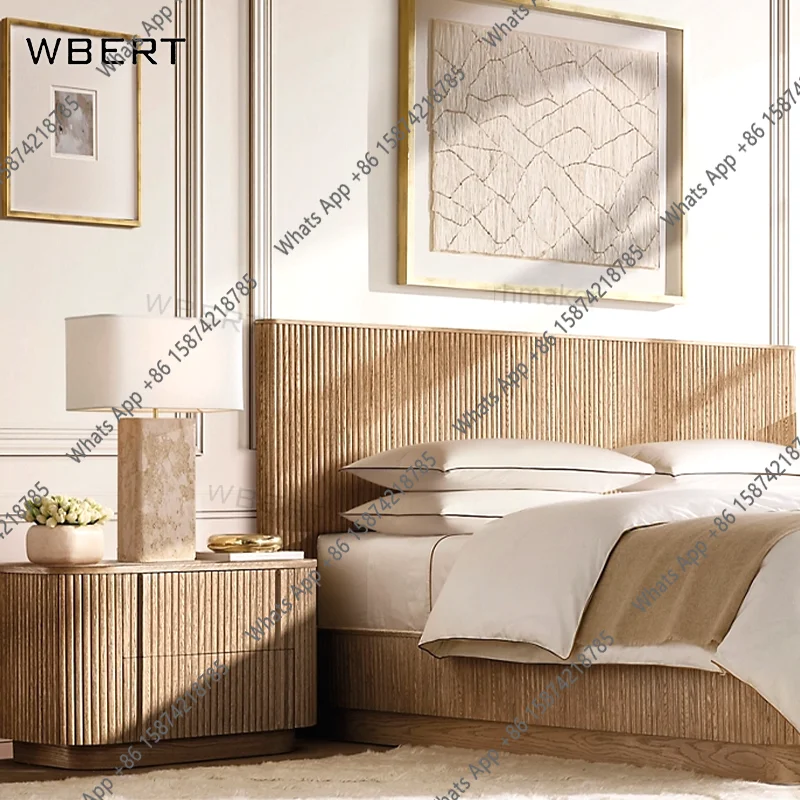 Mesa de Noche de Madera Sólida Emperador American Mulholland VB C WBERT RH, Gabinete Cerrado para Dormitorio, Elegante Mesa Auxiliar para Villa, Muebles Rh