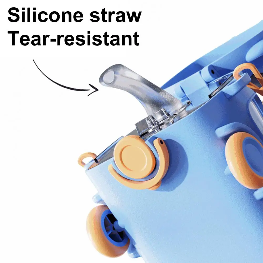 Leak-proof Water Bottle Excavator Water Bottle for Kids 500ml Leak-proof Straw Cup with Adjustable Strap Cartoon Design Portable