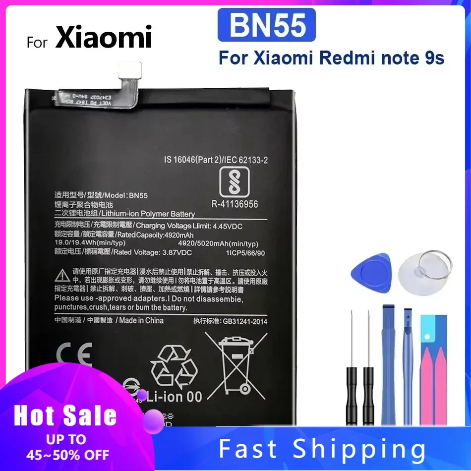 

Replacement Mobile Phone Battery For Xiaomi Redmi note 9s 9 s note9s BN55 5020mAh