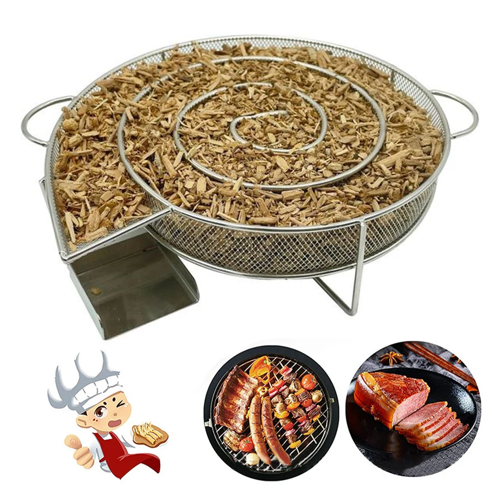 Cold Smoke Generator For BBQ Grill Or Smoker Wood Dust Hot And Cold Smoking Salmon Meat Burn Cooking Stainless Steel BBQ Tools