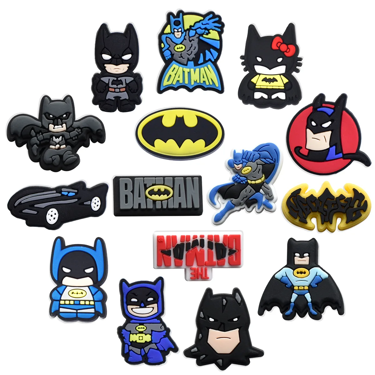 Mesuca 15Pcs Set Hi-Q Cartoon Cute Super Hero Rubber PVC Shoe Charms For Slides Sandals DIY Custom Accessories Shoe Wholesale