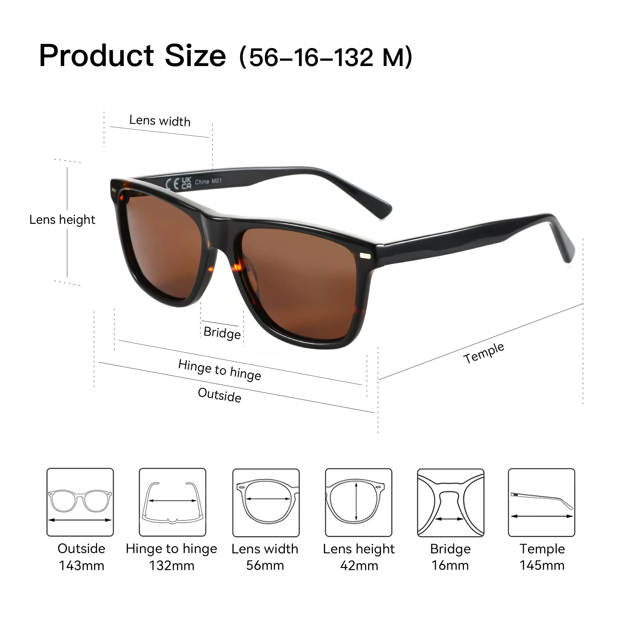BLUEMOKY 2025 Retro Square Sunglasses for Men Polarized UV400 Protection Fashion Outdoor Driving Lightweight