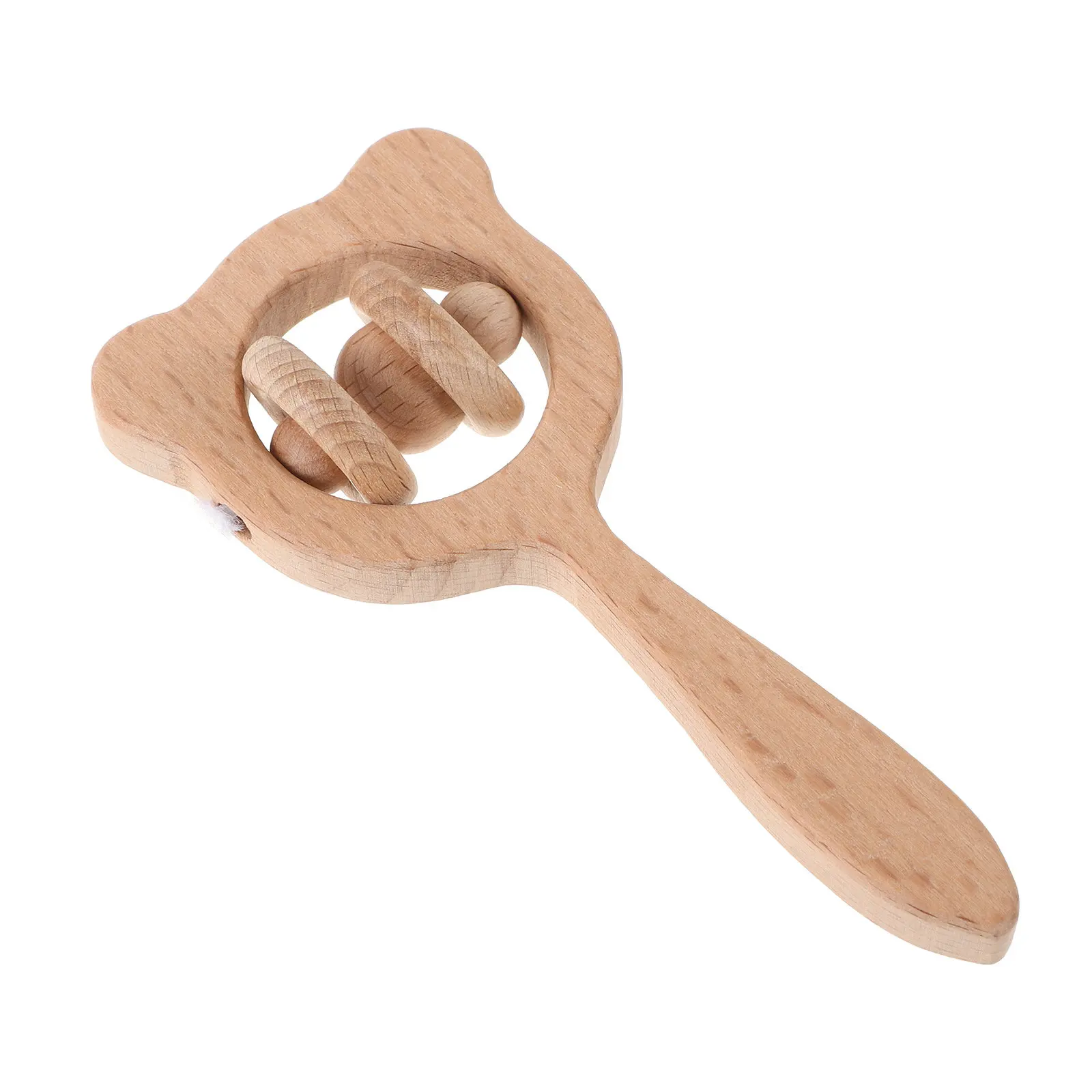 Hochet en bois pour bébé, sûr et non toxique, en bois, design animal mignon, hochet et anneaux de dentition pour bébés, hochets sensoriels