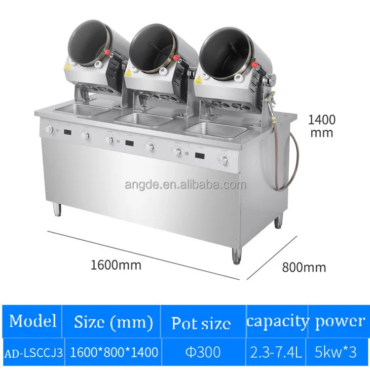 Robô Tambor Cozinhar Máquina, Fogão de alimentos inteligente antiaderente, Fritadeira Automática Máquina De Gás, Custom