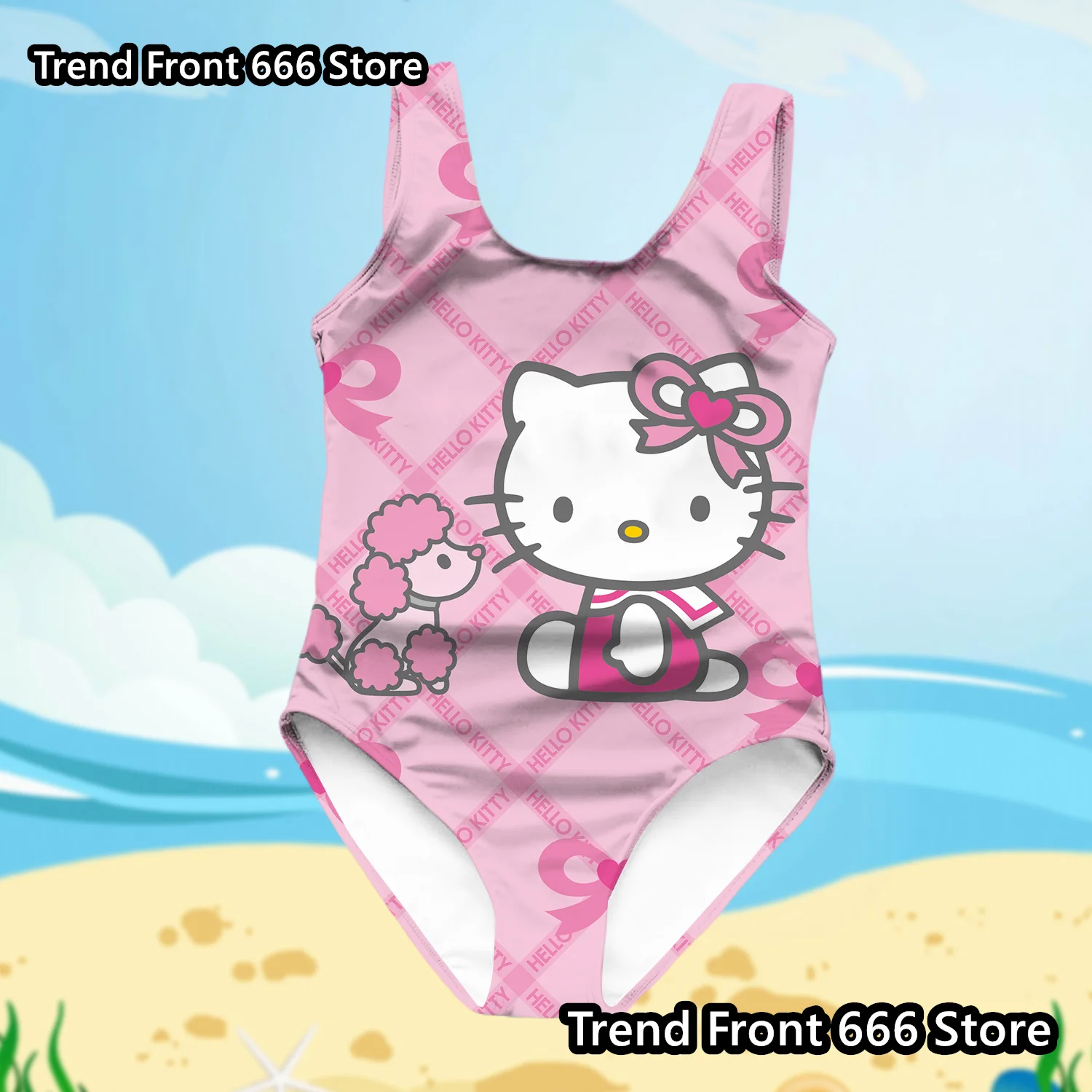 Hello Kitty strój kąpielowy dla dziewczyn letni jednoczęściowy strój kąpielowy Sanrio Cartoon strój kąpielowy dziecięcy Girls plachwear strój