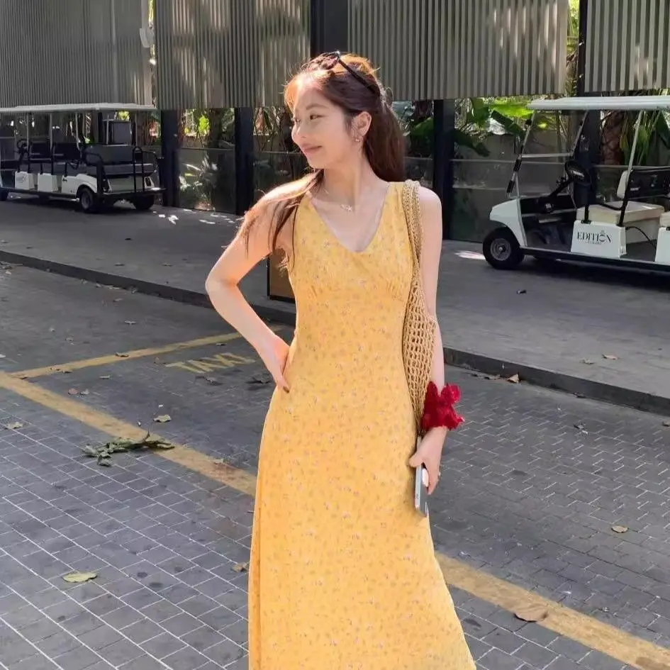 فساتين نسائية بدون أكمام بوهو ربيعية من الشيفون بنقاط دائرية مطوي حلو رومانسي شبابي جميل جميل ناعم متعدد الألوان للأعمال #4