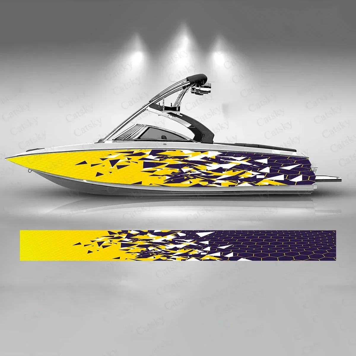 

Красочная геометрическая наклейка на лодку, модная наклейка на рыбную лодку, виниловая водонепроницаемая наклейка на лодку, графическая наклейка на лодку