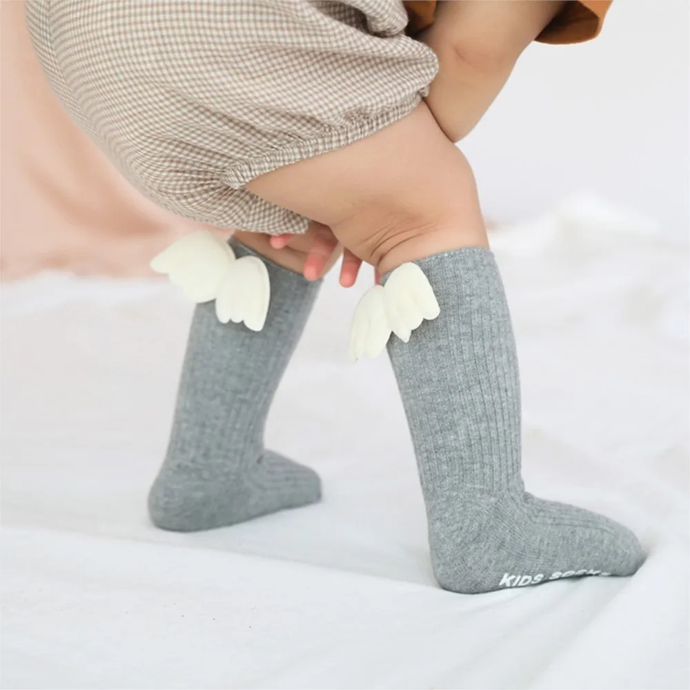 Newborn baby socks angel wings socks baby knee socks cotton toddler socks