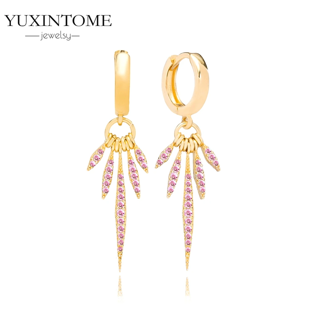 925 Sterling Silver Needle Trendy Pink CZ Enamel Piercing Hoop Earrings for Women Smiling Heart Huggie Earrings Fashion Jewelry