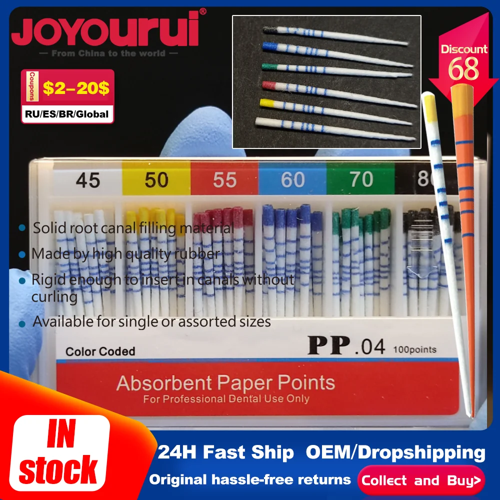 

02 Taper Dental Absorbent Paper Points Dentistry Strong Absorption Pure Cotton Fiber Paper Root Canal Dentist Materials Tools