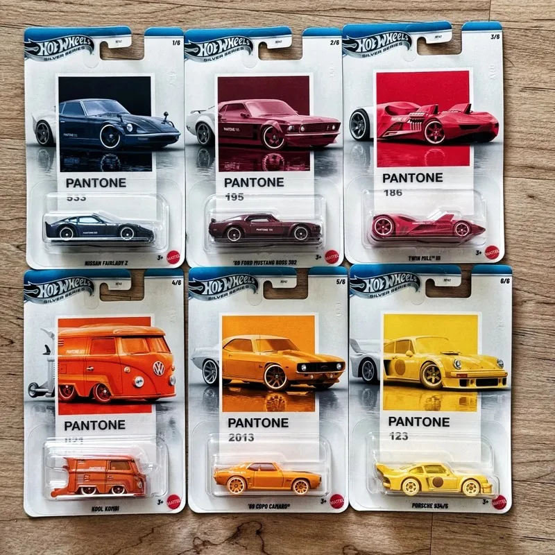 

New 2026 Hot Wheels Silver Series Pantone Artsy Set Porsche/Camaro/Kombi/Mustang/Nissan 1:64 Diecast Vehicle Model Cars