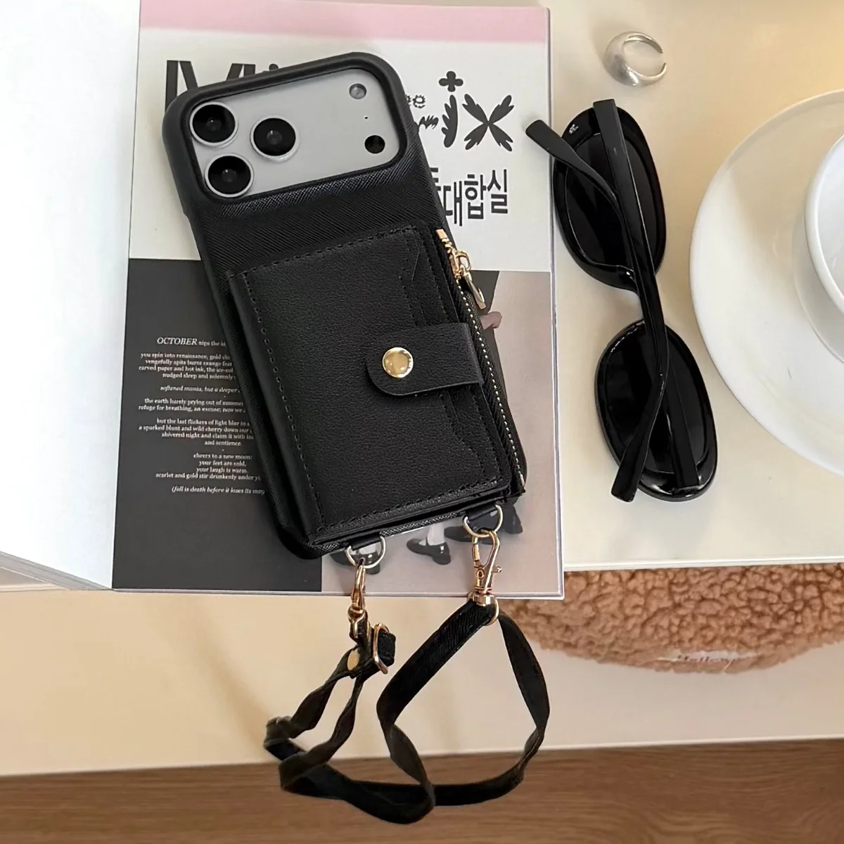 محفظة حزام جراب هاتف آيفون الهواء 17 16 15 برو ماكس 11 12 13 14 زائد فتحات بطاقة Crossbody الحبل بولي Leather الجلود غطاء سيليكون #5