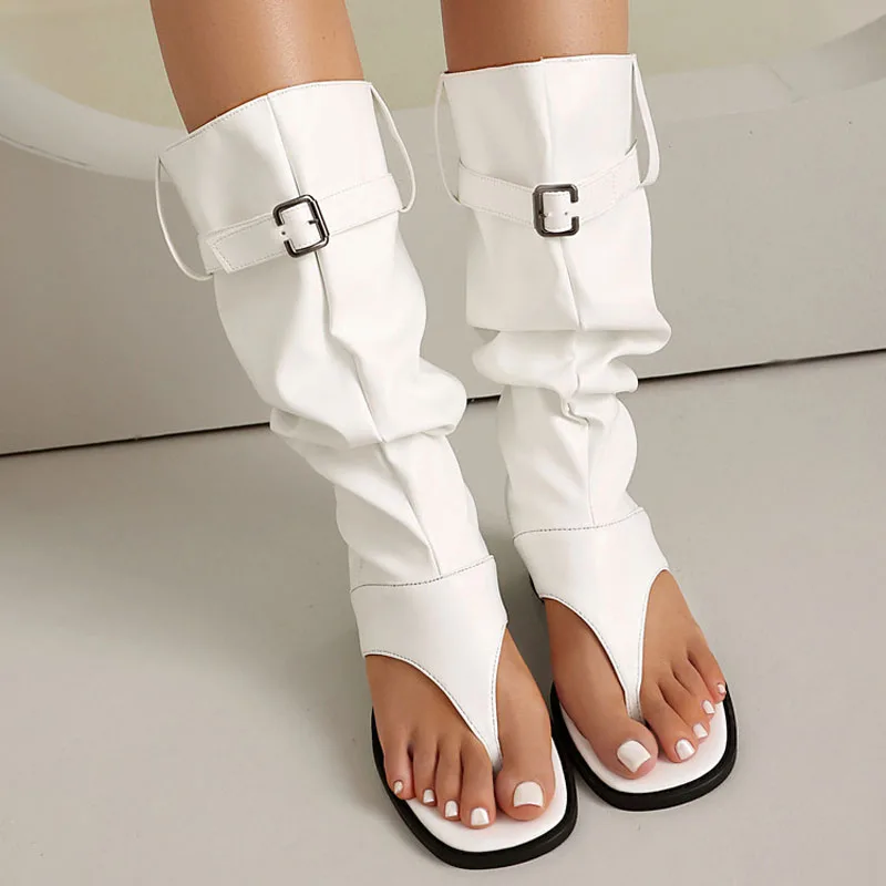 موضة جديدة sandalias femininas كليب تو حذاء بكعب سميك عالية أعلى الصنادل النساء الركبة عالية التمهيد أحذية الصيف سيدة الوجه يتخبط WSH5264