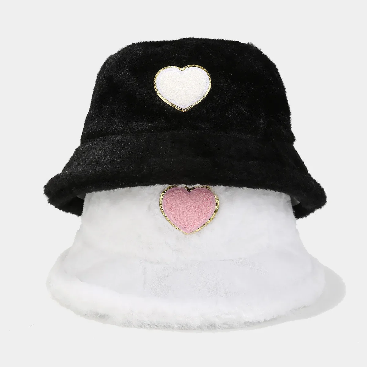 Trendy Versatile Plush Fishing Cap Winter Outdoor Couples Warm Cap New Style Heart Sticker Potential Motorcycle Helmet Accessori