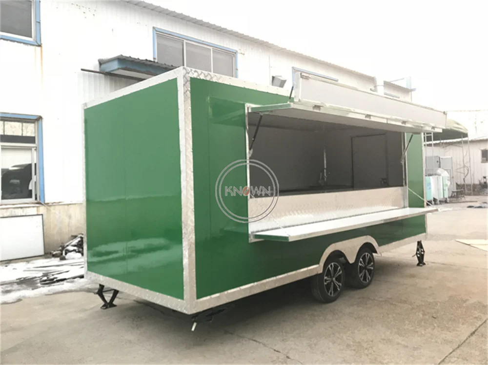 Penjualan truk makanan baja tahan karat dokumen gerobak Pizza anjing panas peralatan katering kios Trailer makanan