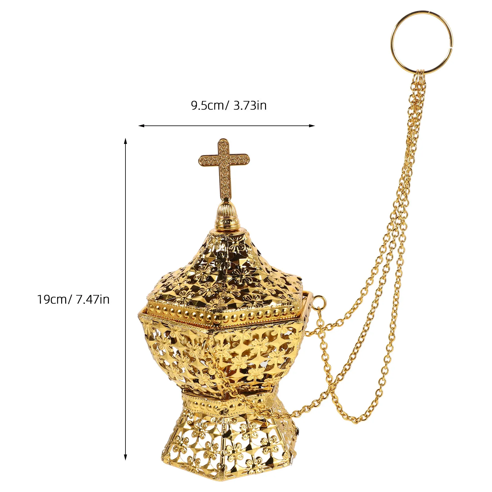 Gold Metal Incense Burner Cross Design Hanging Catholic Orthodox Christian Church Use Aromatherapy Yoga Spa Bakhoor Oud Burner