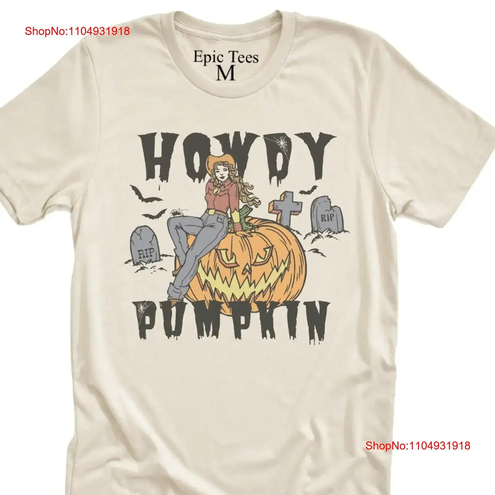 قميص Howdy Pumpkin Cowgirl للهالوين الغربي، قميص ريترو عتيق، رسم مغسول، ملابس شارع ممتدة