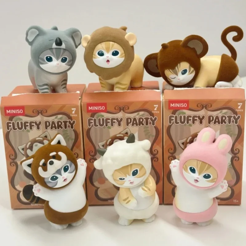

New Genuine MINISO Mofusand Furry Party Series Blind Box Toys Kawaii Cat Anime Action Figure Dolls Room Decoration Surprise Gift