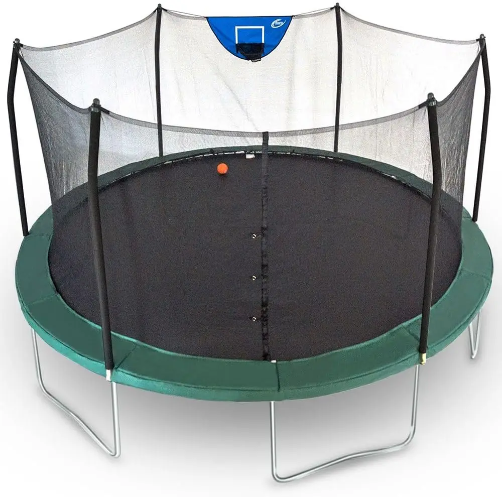 Jump N' Dunk 8 FT, 12 FT, 15 FT, Round Outdoor Trampoline for Kids with , Basketball Hoop