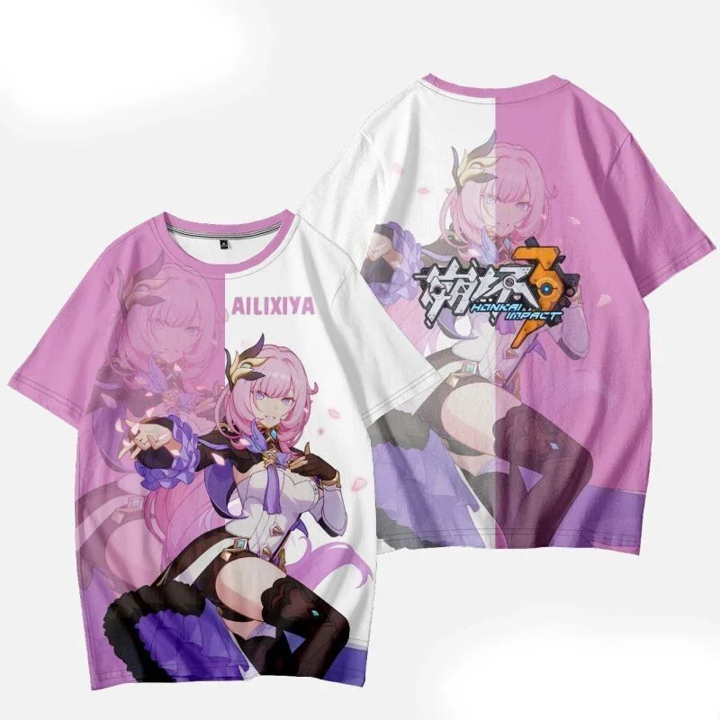 Games Honkai Impact 3rd Kiana Kaslana 3D Printed T-shirts Men Women Short Sleeve O-Neck Tee Shirt Fashion Harajuku Anime Tee Top