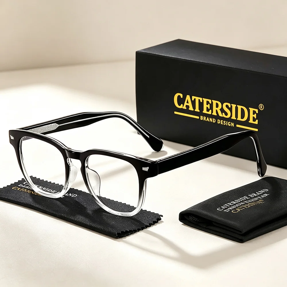 CATERSIDE New Men's Anti Blue Light Glasses High-Quality Pc Circular Eyeglass Frame Women's Business Leisure and Office Glasses